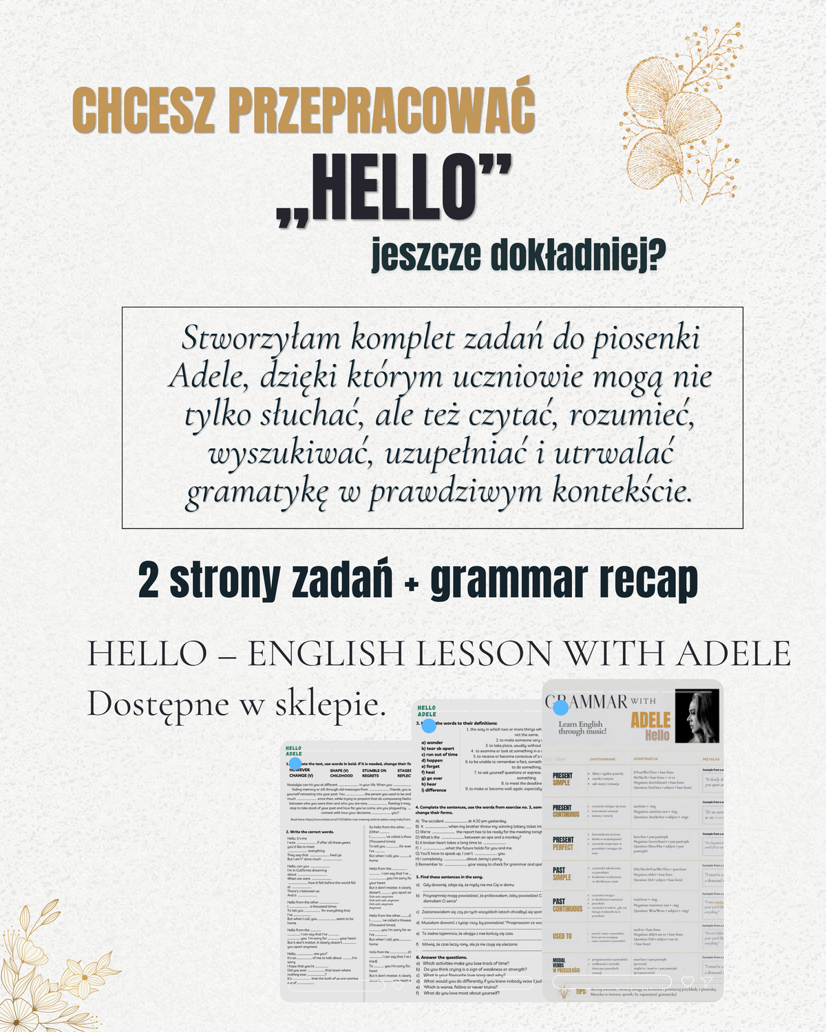 Zadania do piosenki Adele - Hello