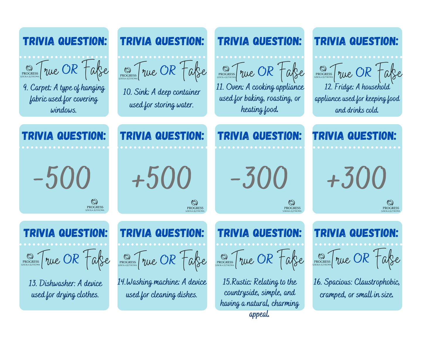 Trivia - true or false - house