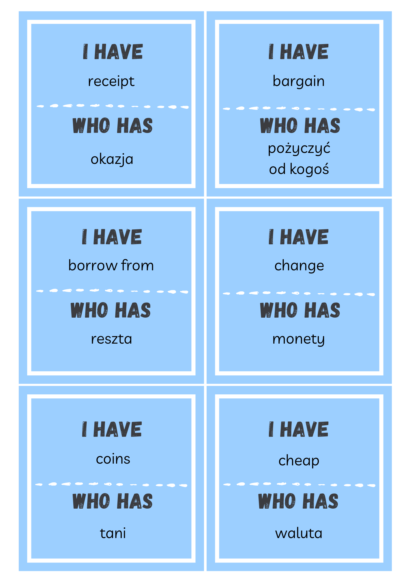 I have who has - 8 kl tłumaczenia - shopping