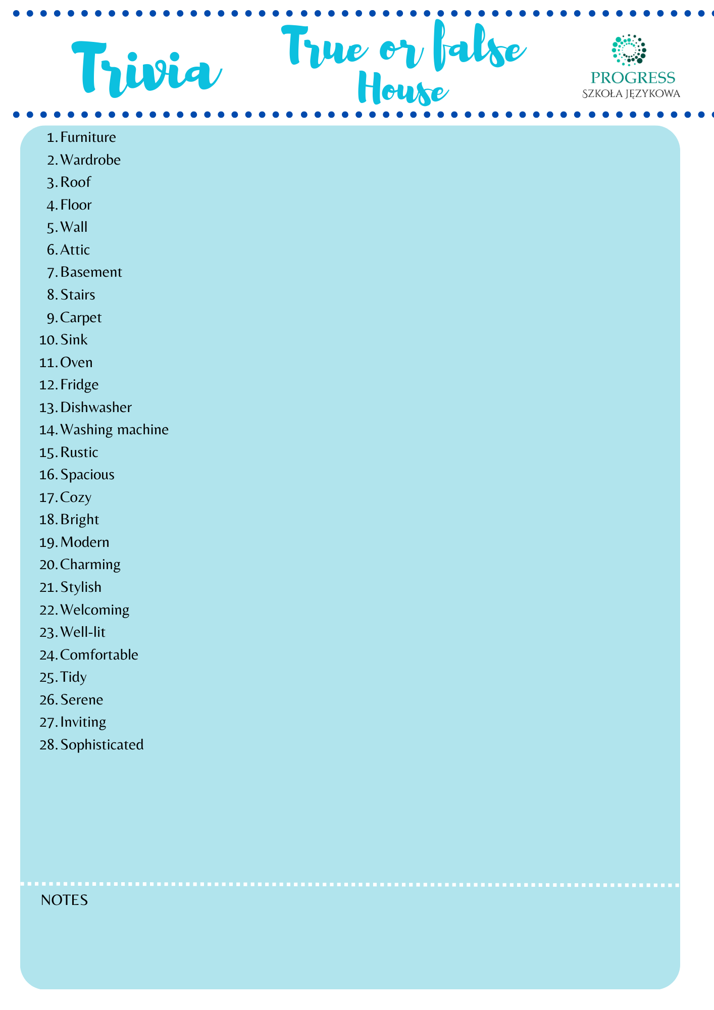 Trivia - true or false - house