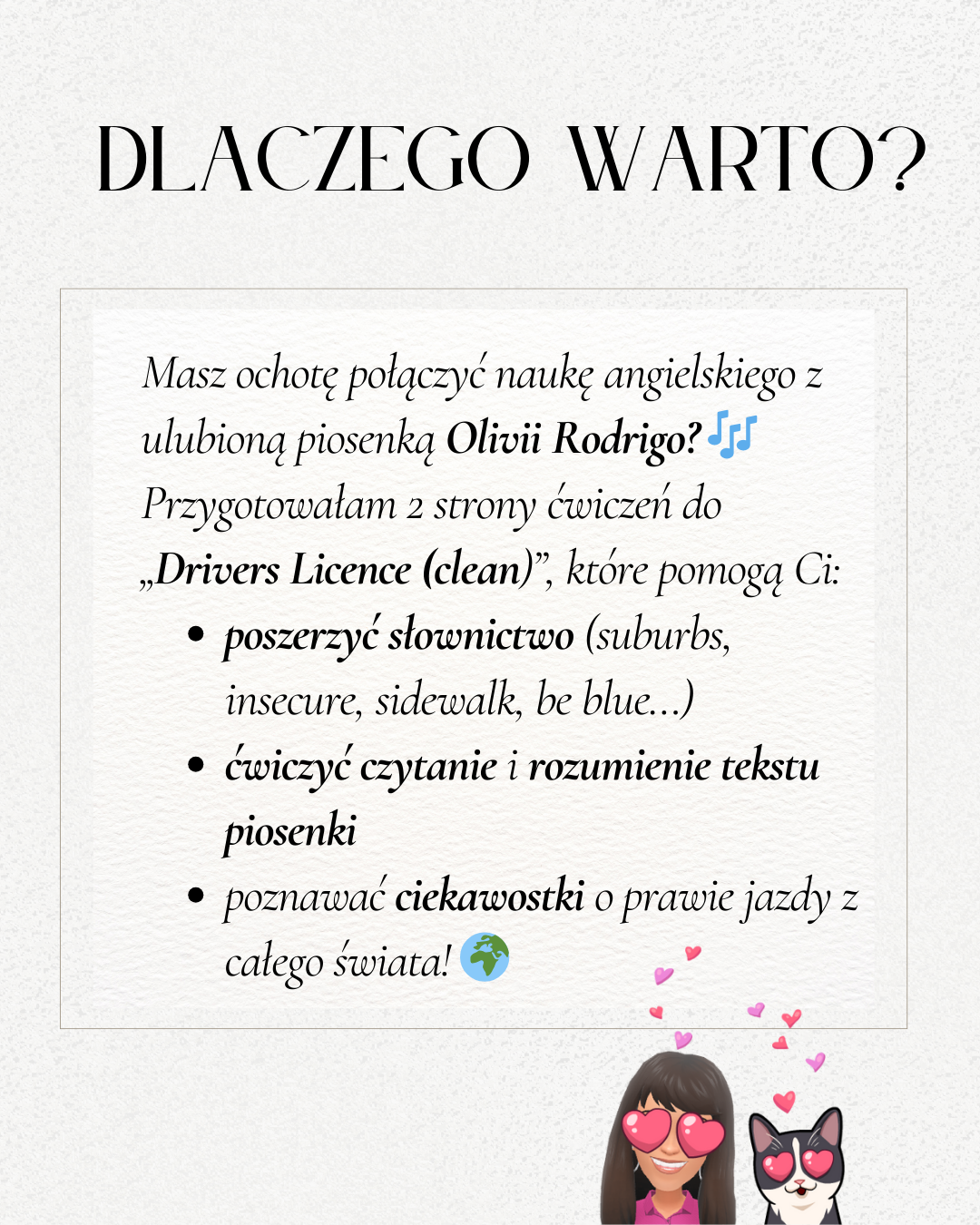 Zestaw ćwiczeń do piosenki Olivii Rodrigo „Driver’s Licence”