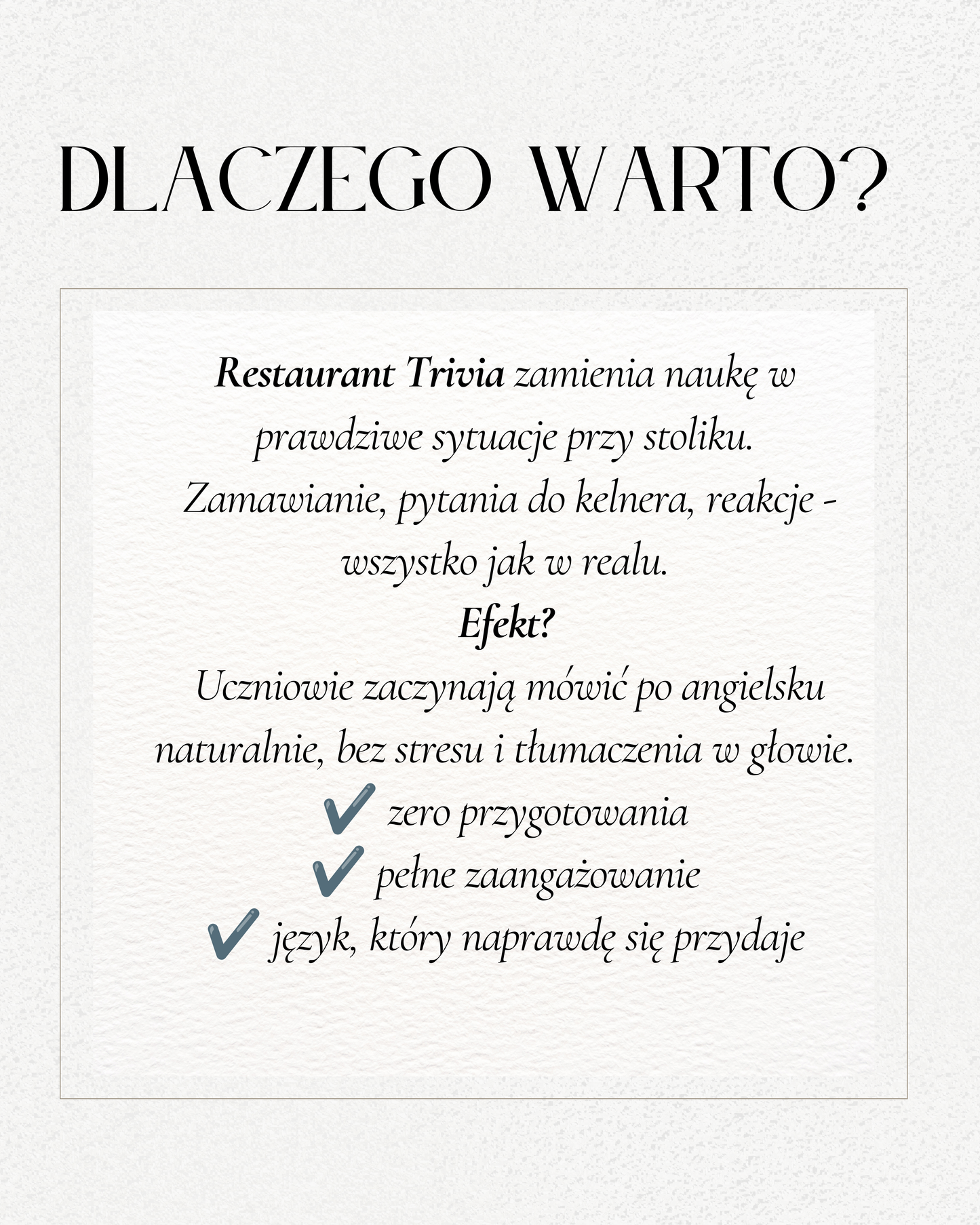 Restaurant Trivia – gra językowa