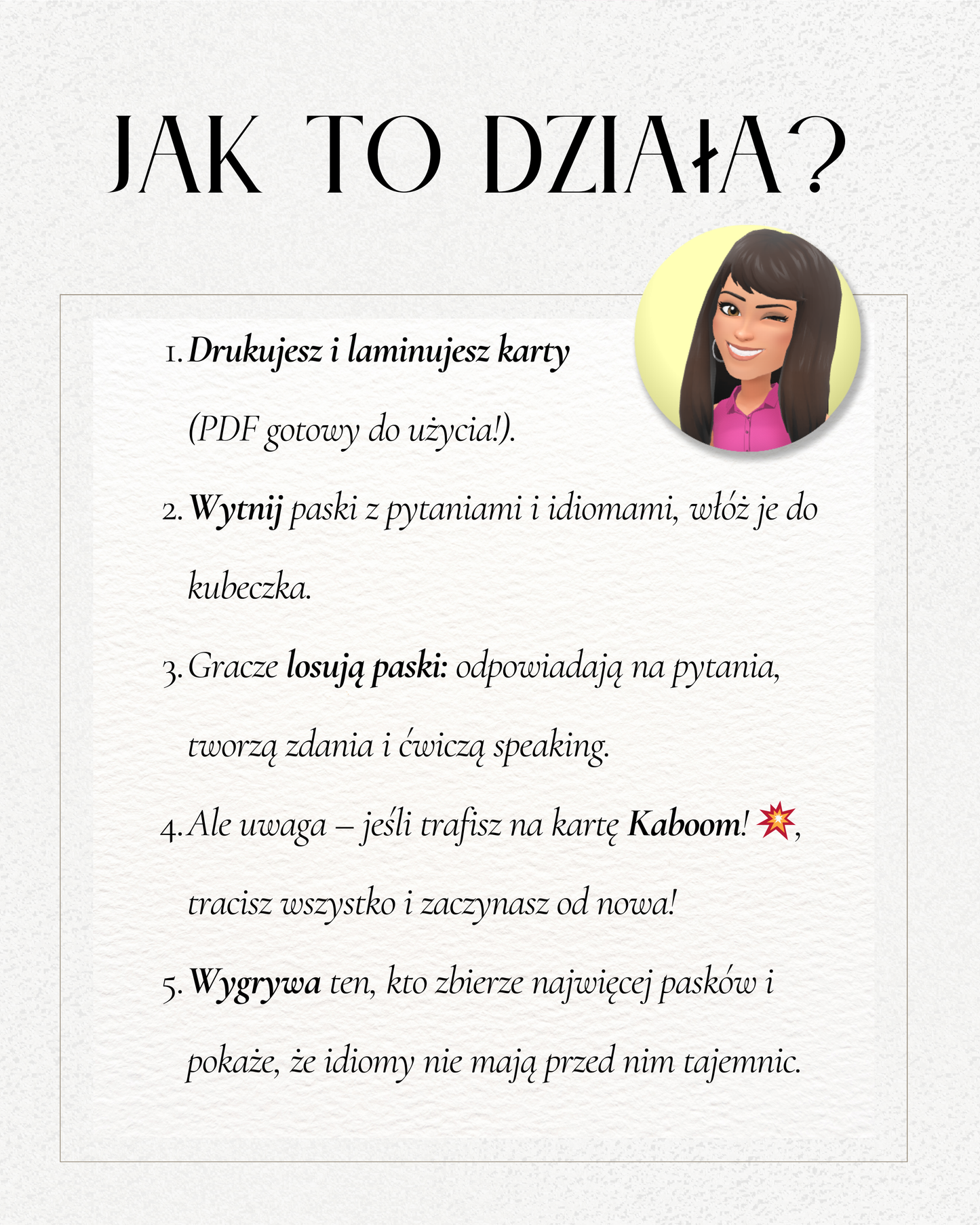 Kaboom - Idioms speaking questions