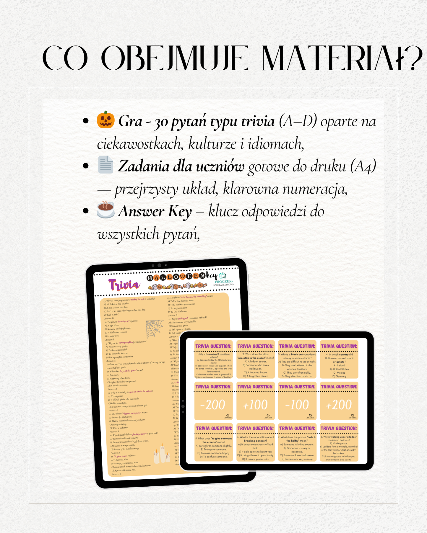 🎃 Halloween Trivia – Fun English Quiz (Printable PDF)