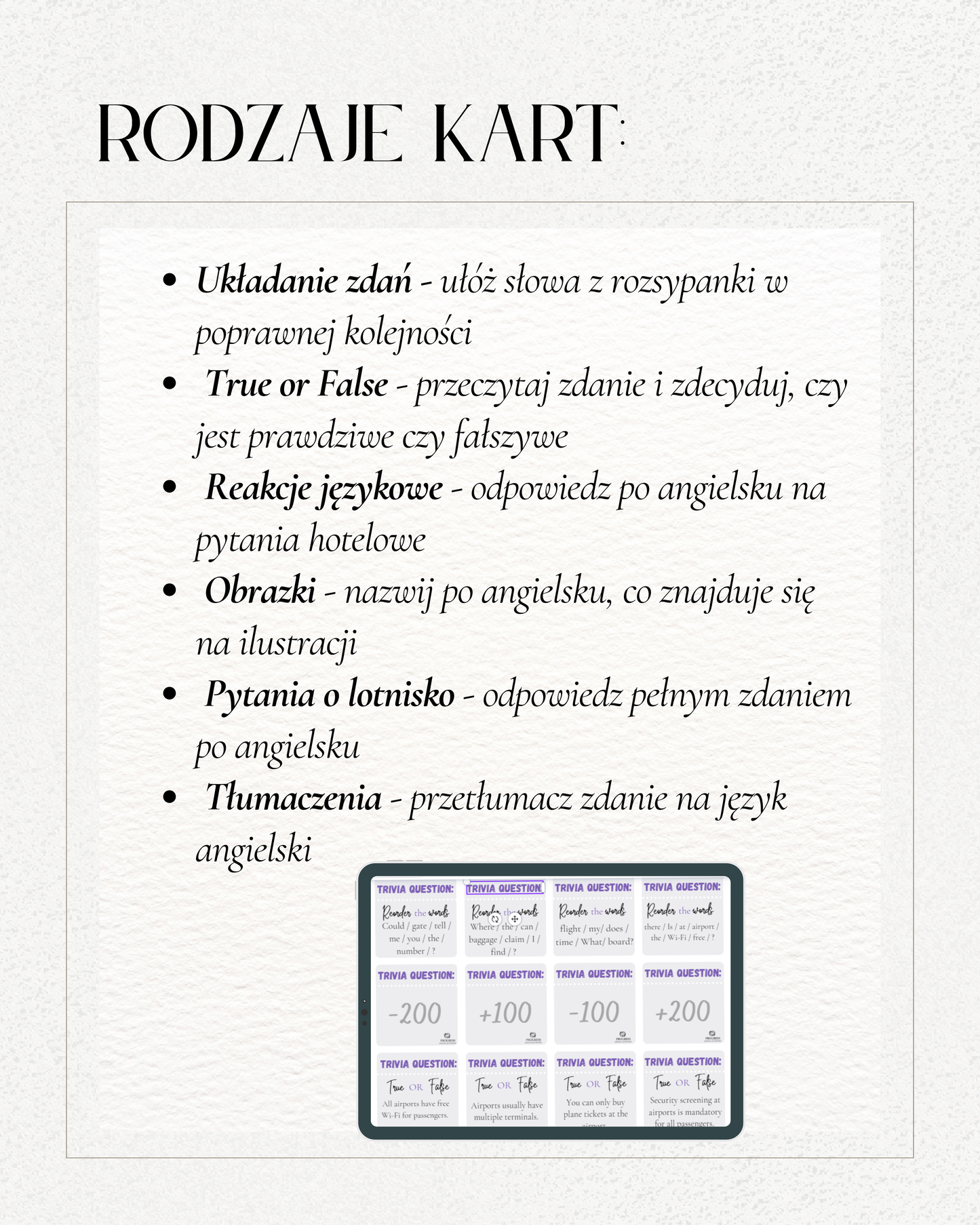 Airport Trivia – Gra językowa