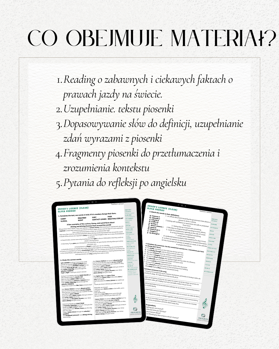 Zestaw ćwiczeń do piosenki Olivii Rodrigo „Driver’s Licence”