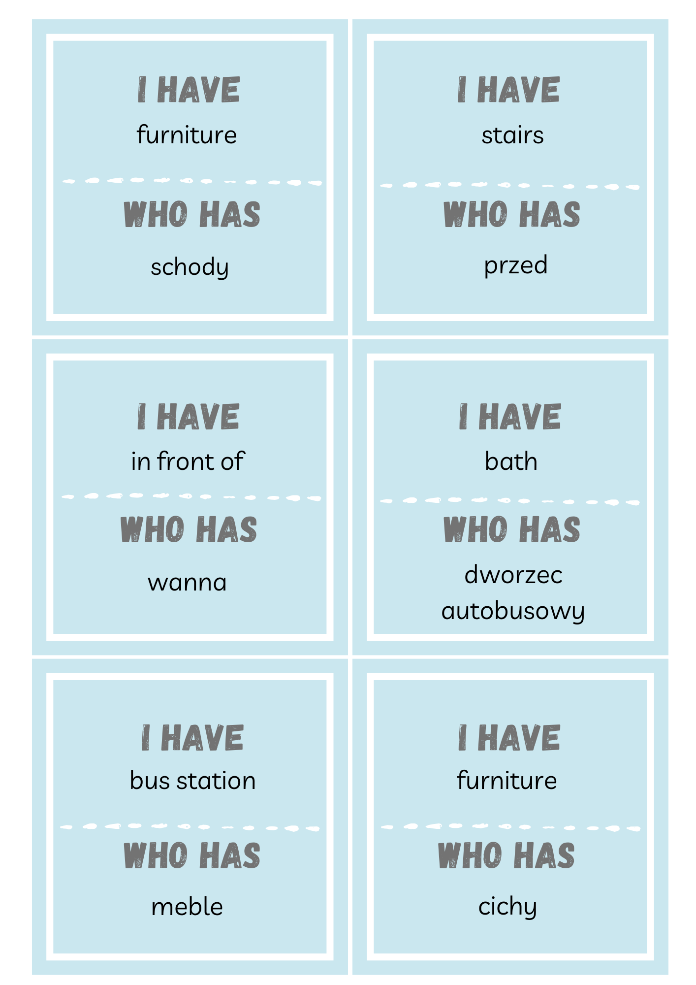 I have who has - 8 kl tłumaczenia - house and places