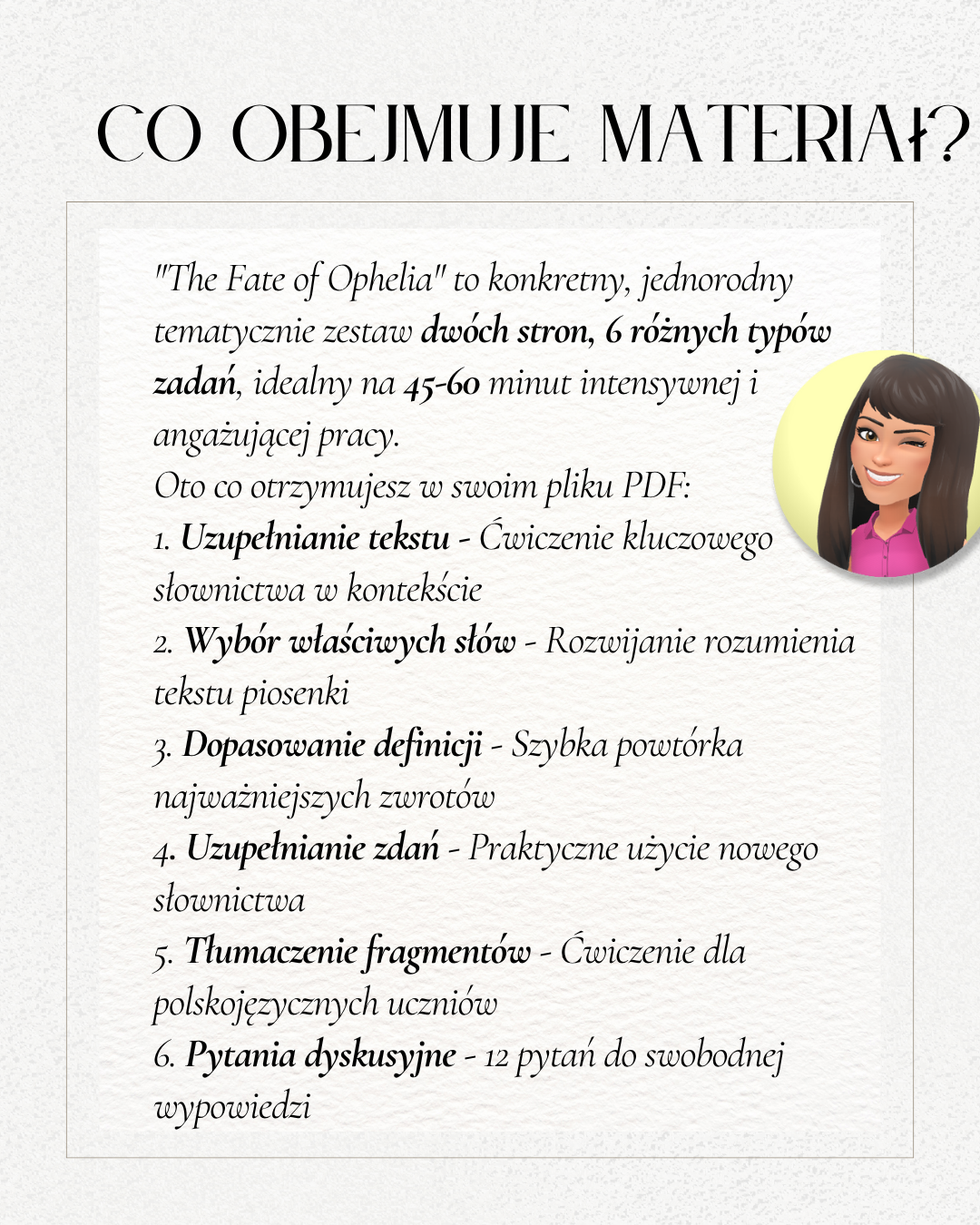 Taylor Swift – The Fate of Ophelia  Zestaw do nauki angielskiego z piosenką (poziom B1–B2)